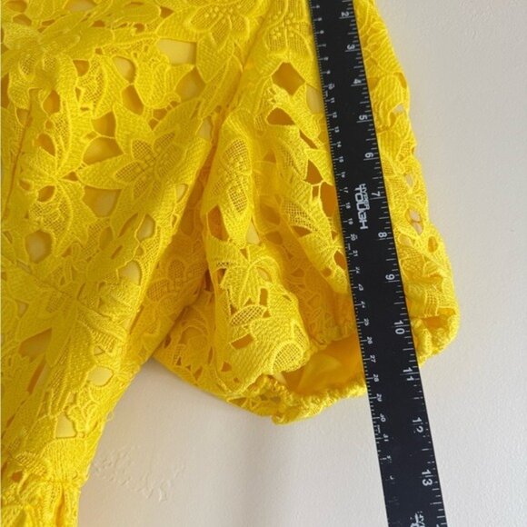 Prabal Gurung Yellow Lace women short sleeve Mini Dress PLUS size 14W - Picture 7 of 11